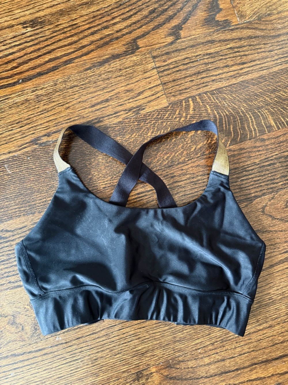 Alala Black Bralette with Gold Strap Detail